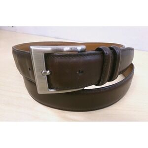 Allen Edmonds Men's Leather Belt Brown Size 40 Classic Silver Buckle 1 1/4" Wide